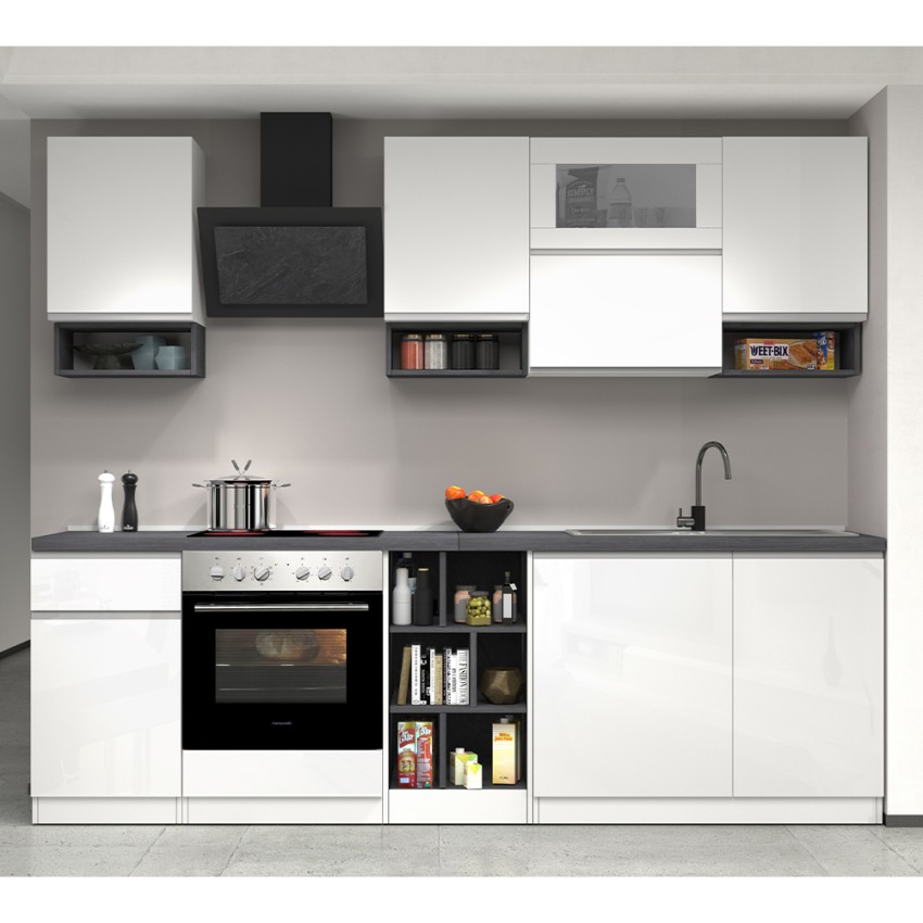 Cuisine complète modulaire design linéaire style moderne 256cm Essence 