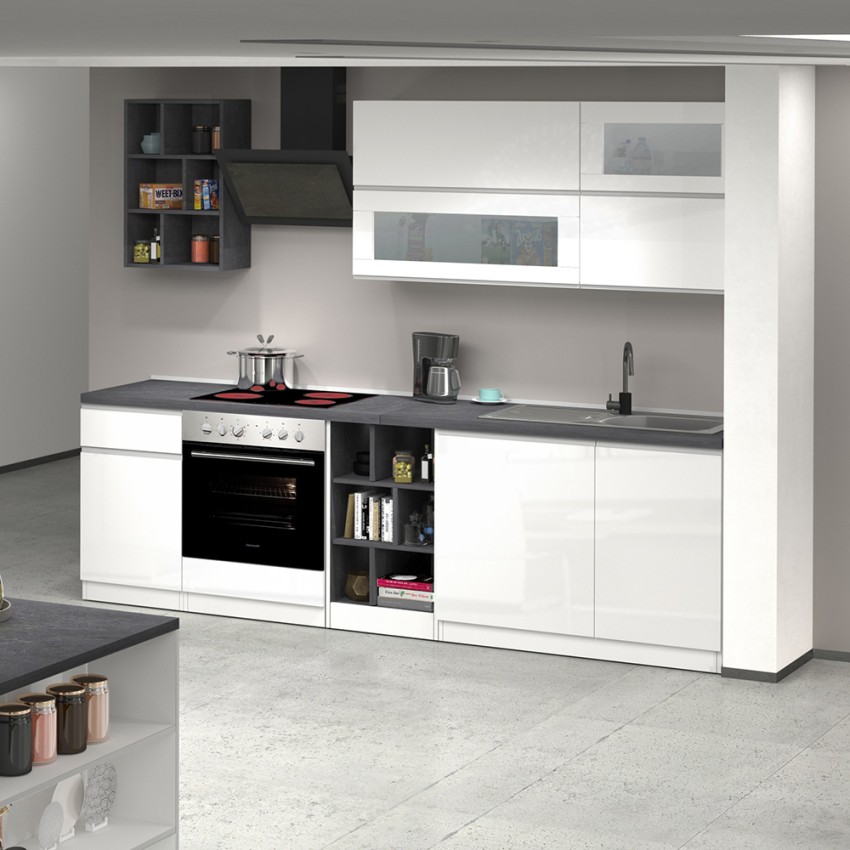 Moderne komplette Küche im linearen Design 256 cm modular Unica Katalog