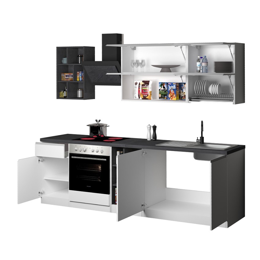 Moderne komplette Küche im linearen Design 256 cm modular Unica 