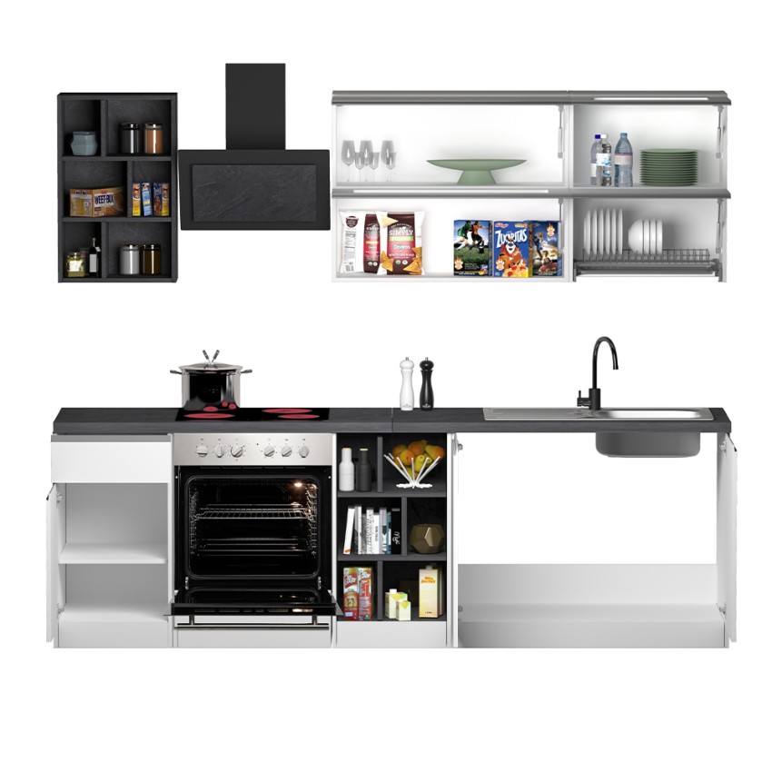 Moderne komplette Küche im linearen Design 256 cm modular Unica 