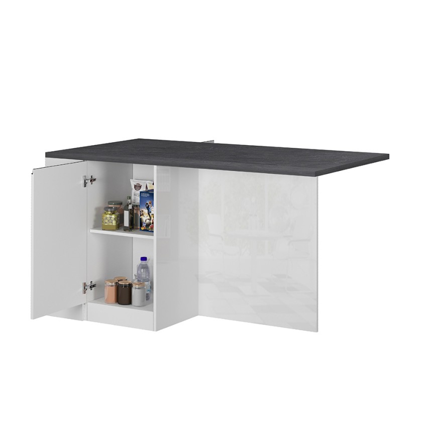 Îlot central avec table pour cuisine moderne 2 portes 160x90x90cm Grover 