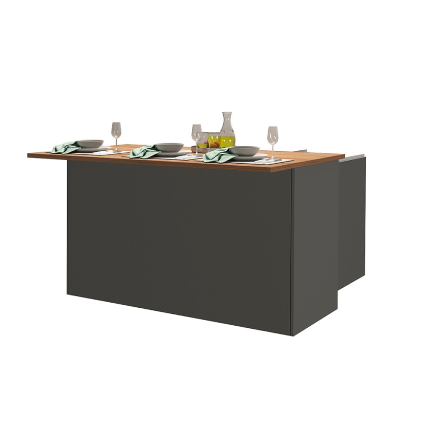 Îlot central moderne 3 portes 155x90x90 cm avec table Deaton pour cuisine 
