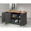 Îlot central moderne 3 portes 155x90x90 cm avec table Deaton pour cuisine 