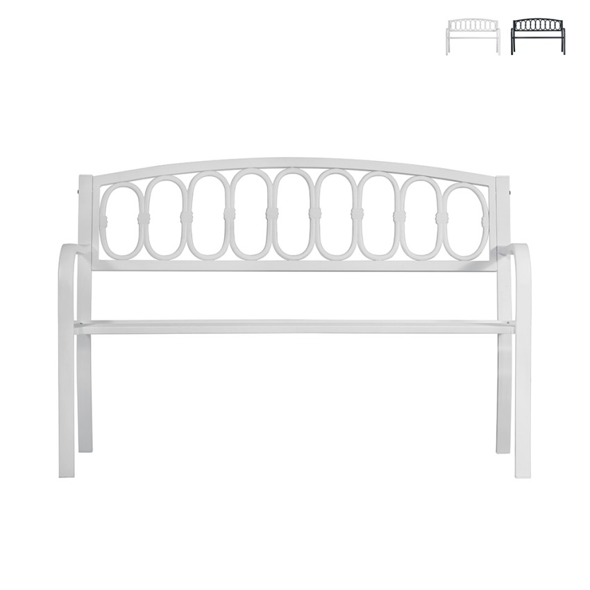 Banc extérieur jardin 2 places en fer et fonte 123x63x87cm Lorey Promotion
