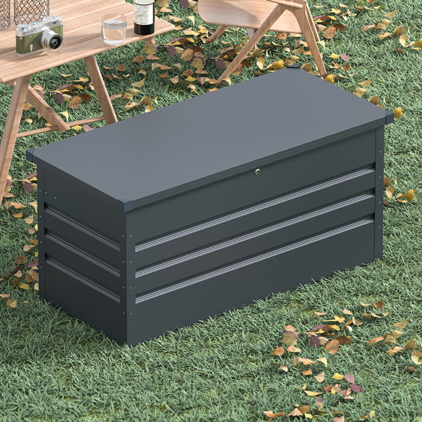 Arcón de almacenaje para exterior de acero 132x61x62 cm Chamonix Promoción