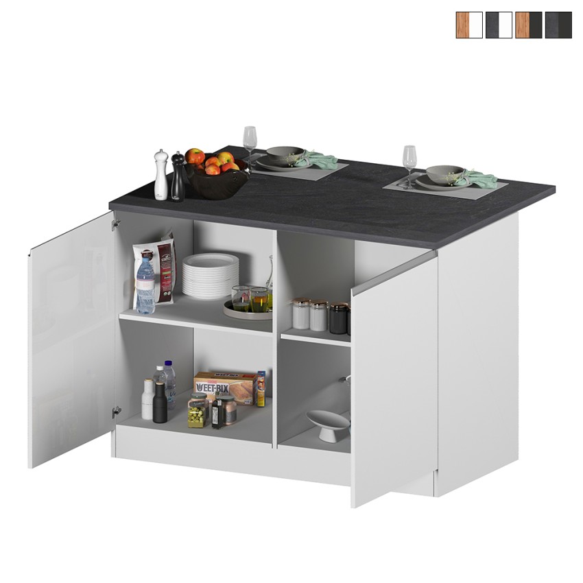 Insel für moderne Küche mit 2 Türen Holztisch 125x90x90cm Deer Sales