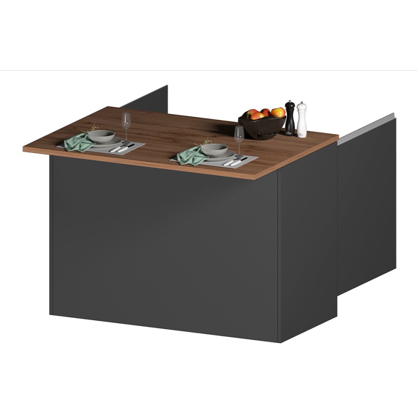 Îlot central pour cuisine moderne 2 portes table en bois 125x90x90cm Deer 