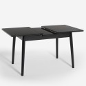 Mesa extensible de madera 115-145x80cm cocina cristal blanco negro Pixam 