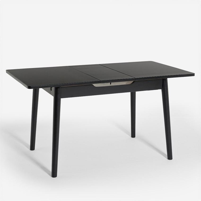 Tavolo allungabile in legno 110-140x75cm cucina vetro bianco nero Pixam Costo