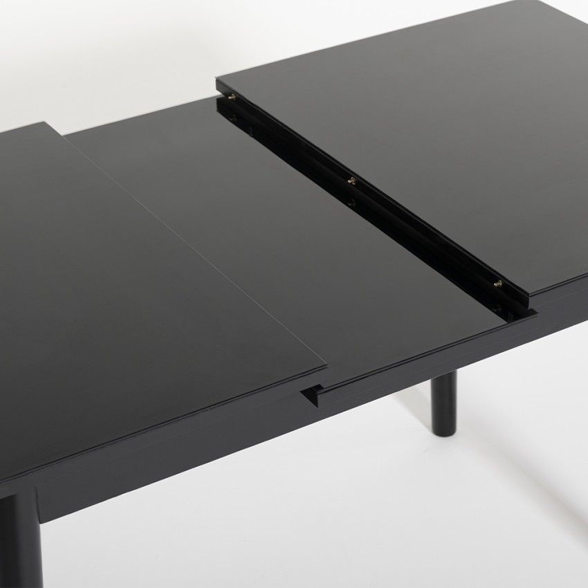 Tavolo allungabile in legno 110-140x75cm cucina vetro bianco nero Pixam 
