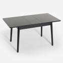 Tavolo allungabile in legno 110-140x75cm cucina vetro bianco nero Pixam 