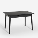 Tavolo allungabile in legno 110-140x75cm cucina vetro bianco nero Pixam 