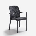 Garten-Set viereckiger Tisch 80x80cm Rattan 4 Stühle Schwarz Nisida Dark 