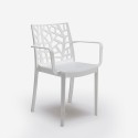 Set Garten-Tisch Außenbereich 80x80cm Rattan 4 Stühle Weiß Nisida Light 