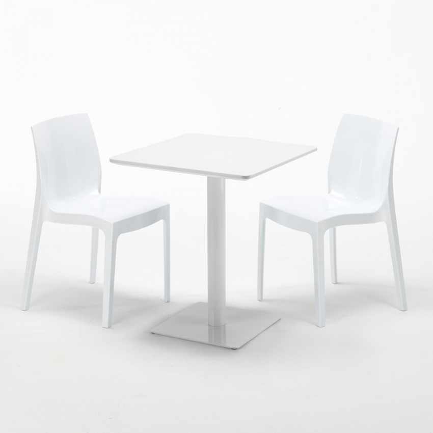 Weiß Tisch Quadratisch 60x60 mit 2 Bunten Stühlen Ice Lemon Kosten