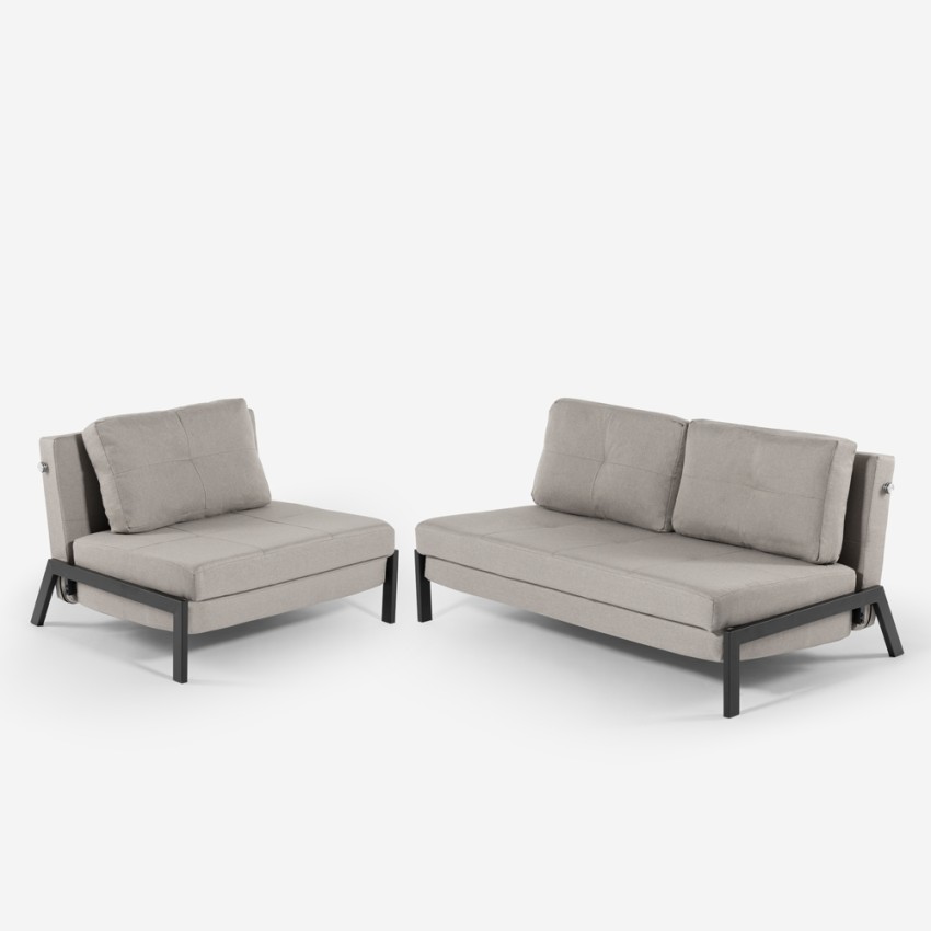 Conjunto de sillón plegable + sofá cama de dos plazas de tela Elysee Catálogo