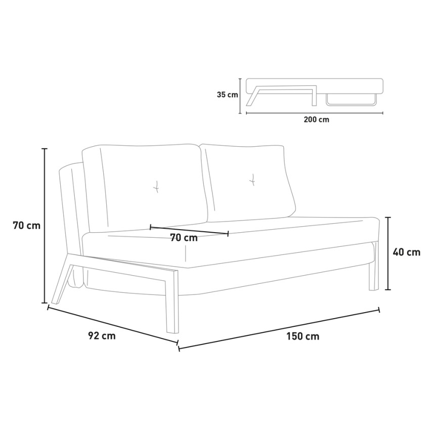 Conjunto de sillón plegable + sofá cama de dos plazas de tela Elysee 