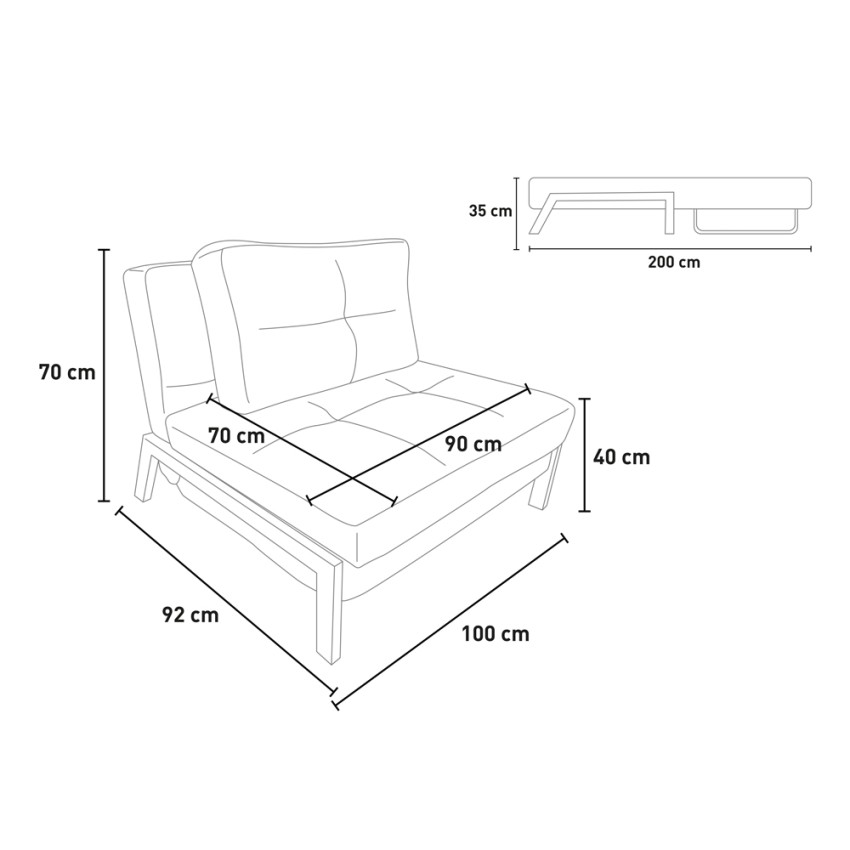 Faltbarer Sessel Schlafsofa 2-Sitzer aus Stoff Elysee 