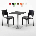 Schwarz Tisch Quadratisch 60x60 mit Stahlfuß 2 Bunten Stühlen Paris Pistachio Rabatte