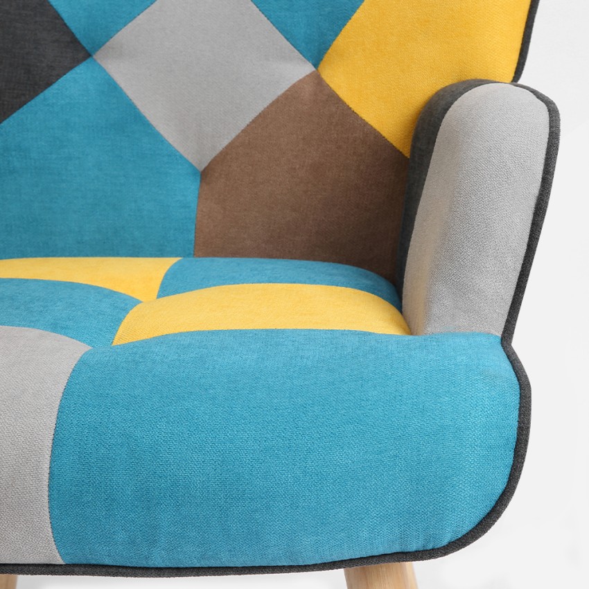 Fauteuil patchwork et repose-pieds style style scandinave Chapty Plus 
