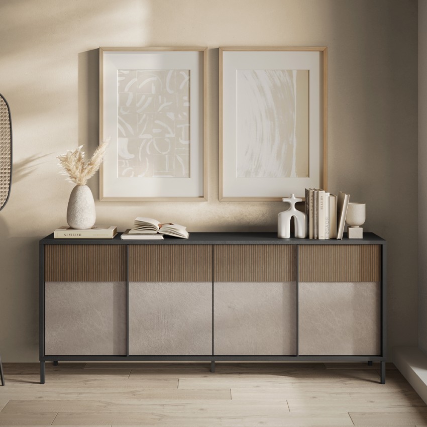 Modernes Sideboard Wohnzimmer Küche 4 Türen 206x40x86cm Solna Angebot