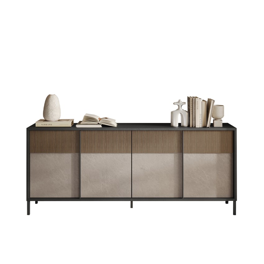 Modernes Sideboard Wohnzimmer Küche 4 Türen 206x40x86cm Solna Lagerbestand