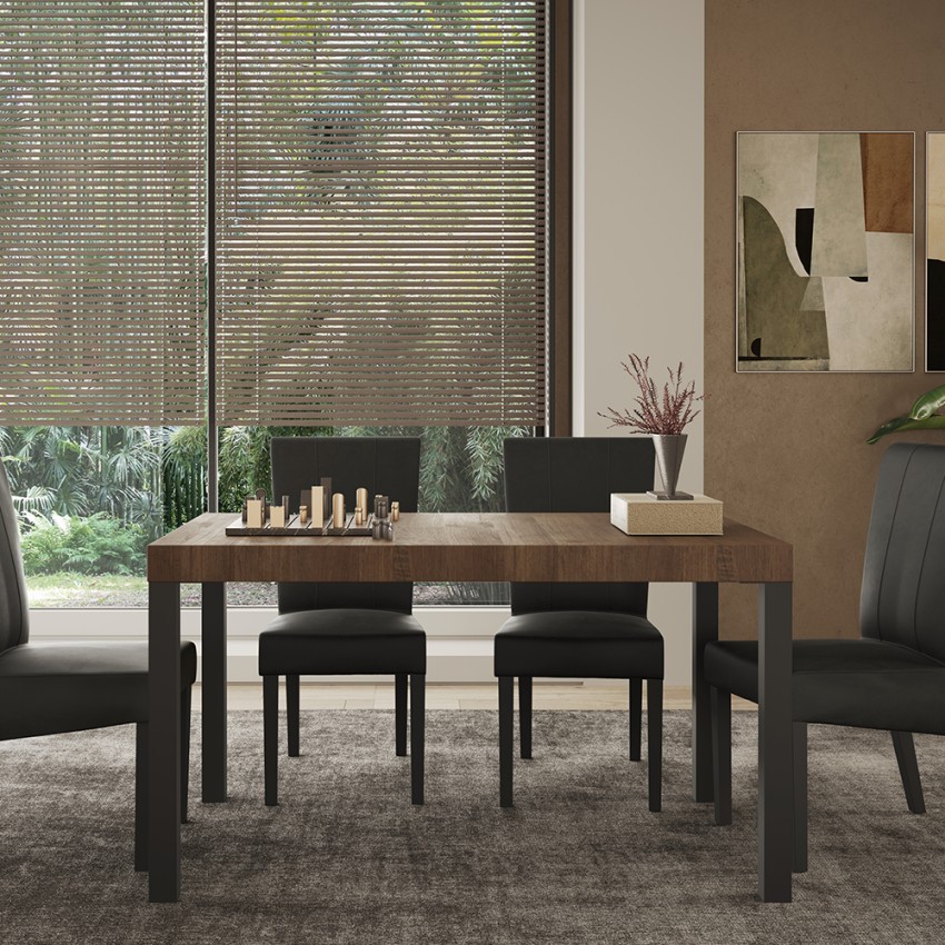 Tavolo pranzo cucina 140x90cm in legno moderno gambe in ferro Sartel Saldi