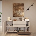 Küchenanrichte Wohnzimmer 2 Türen 2 Schubladen Holz weiß 181x42x94cm Kamie 