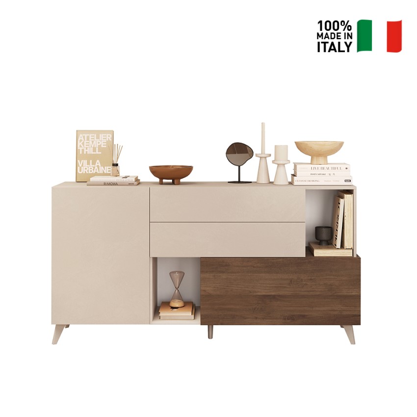 Küchenanrichte Wohnzimmer 2 Türen 2 Schubladen Holz weiß 181x42x94cm Kamie Preis