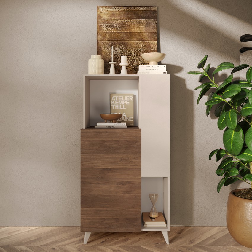 Moderner weißer Küchenschrank Schrank 2 Regale Jowna 