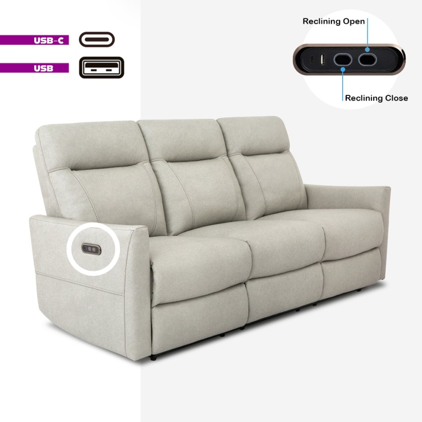 Sofa 3-Sitzer elektrisch verstellbar relax 2 USB in Kunstleder Jovit Modell