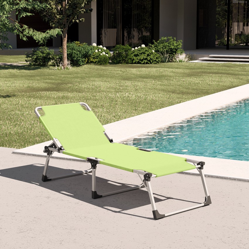 2er-Set Liegestühle Strandliegen Sonnenliegen aus Aluminium für Strand und Garten Seychelles 
