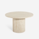 Tavolo da pranzo rotondo 120cm moderno in legno effetto pietra Kara Promozione