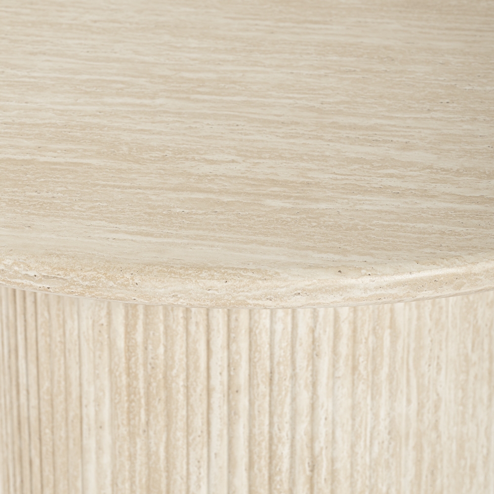 Tavolo da pranzo rotondo 120cm moderno in legno effetto pietra Kara Offerta