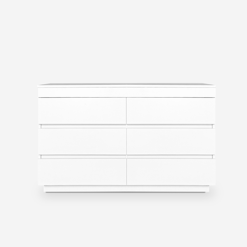 Commode chambre 6 tiroirs blanc et bois Dainis Remises