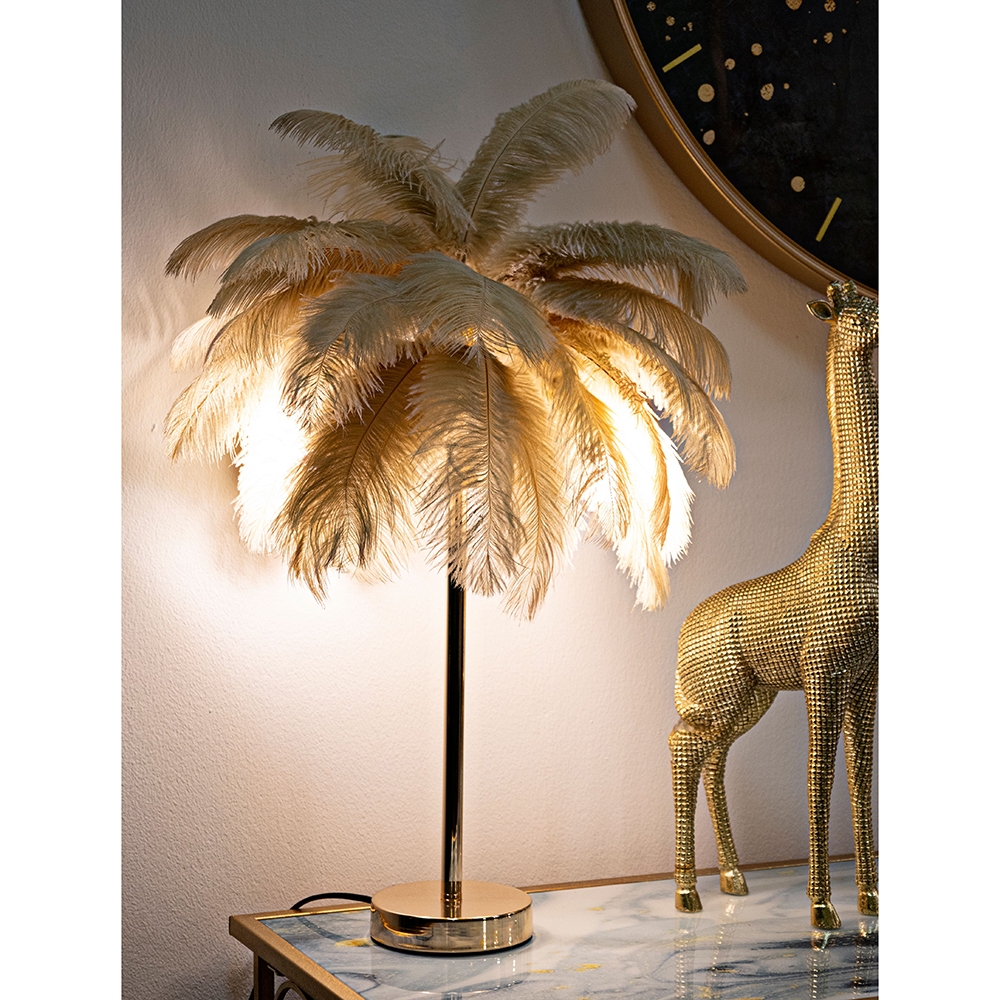 Tischlampe mit Federlampenschirm und 2 Lichtquellen Palm S 