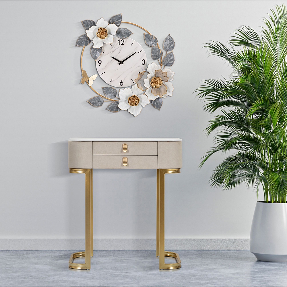 Console d'entrée avec 2 tiroirs et pieds dorés 70x40cm Beauty Vente