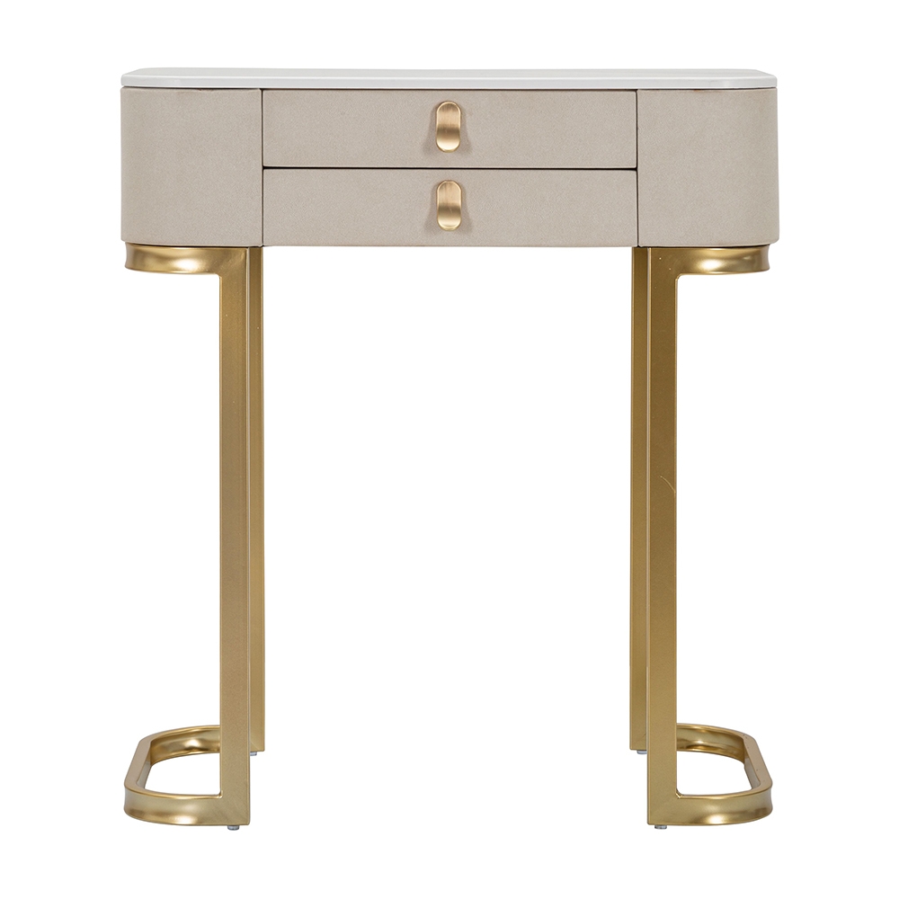Console d'entrée avec 2 tiroirs et pieds dorés 70x40cm Beauty Offre