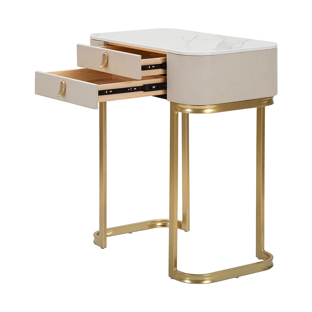 Console d'entrée avec 2 tiroirs et pieds dorés 70x40cm Beauty Remises