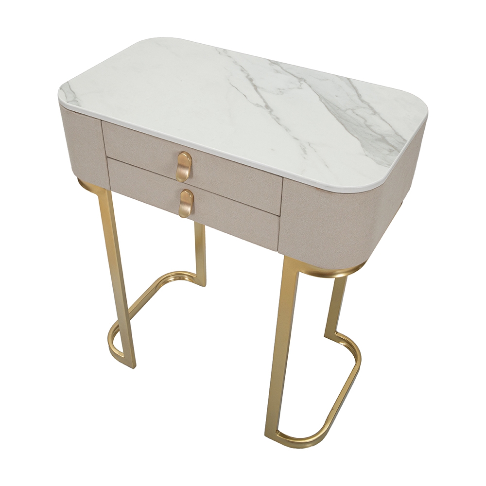 Eingangskonsole mit 2 Schubladen und goldenen Beinen 70x40cm Beauty Katalog