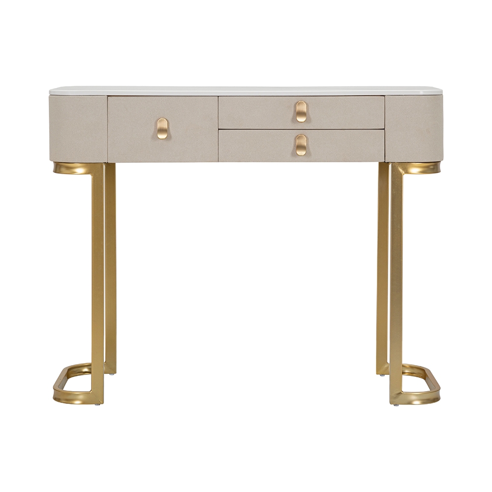 Console d'entrée 3 tiroirs avec pieds dorés 100x40cm Glamour Offre