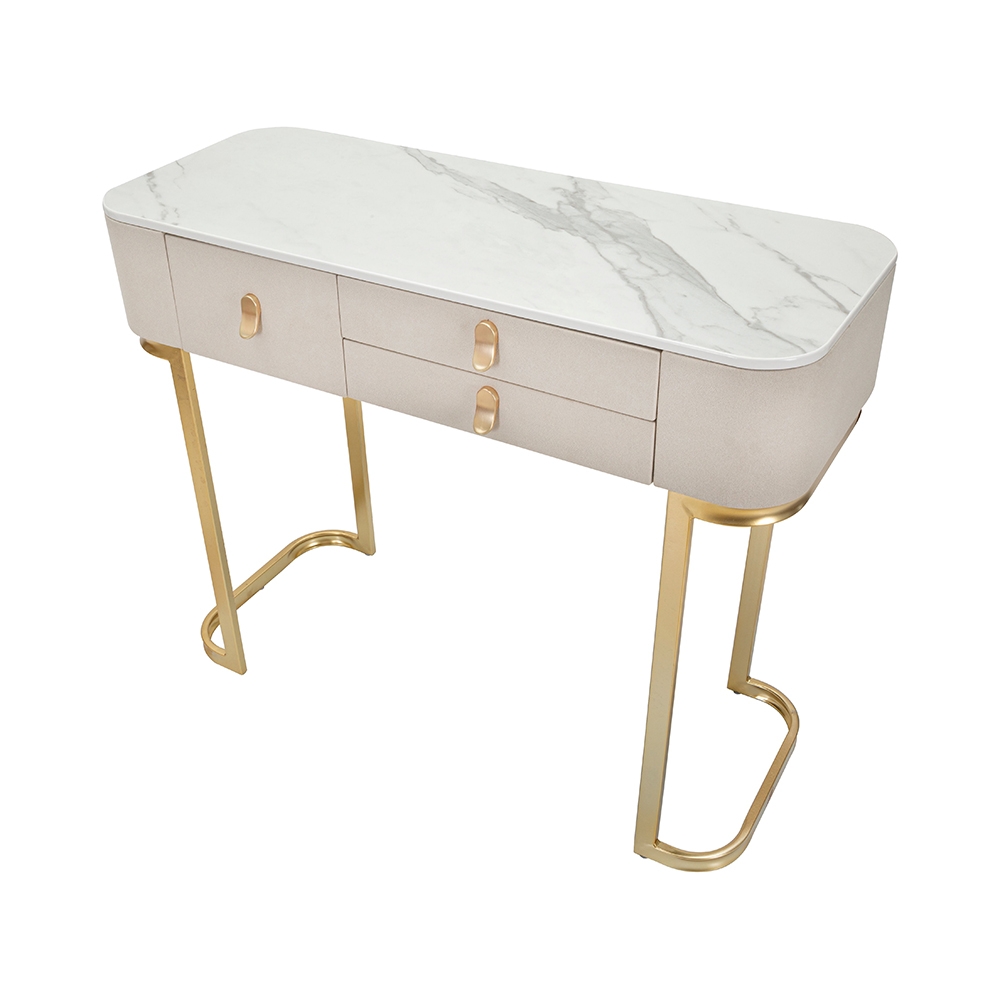 Console d'entrée 3 tiroirs avec pieds dorés 100x40cm Glamour Catalogue