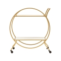 Carrito bar de salón en metal dorado con estantes de espejo Globe Oferta