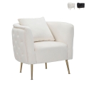 Sillón glam de terciopelo con patas doradas y cojín Bucarest-P Promoción