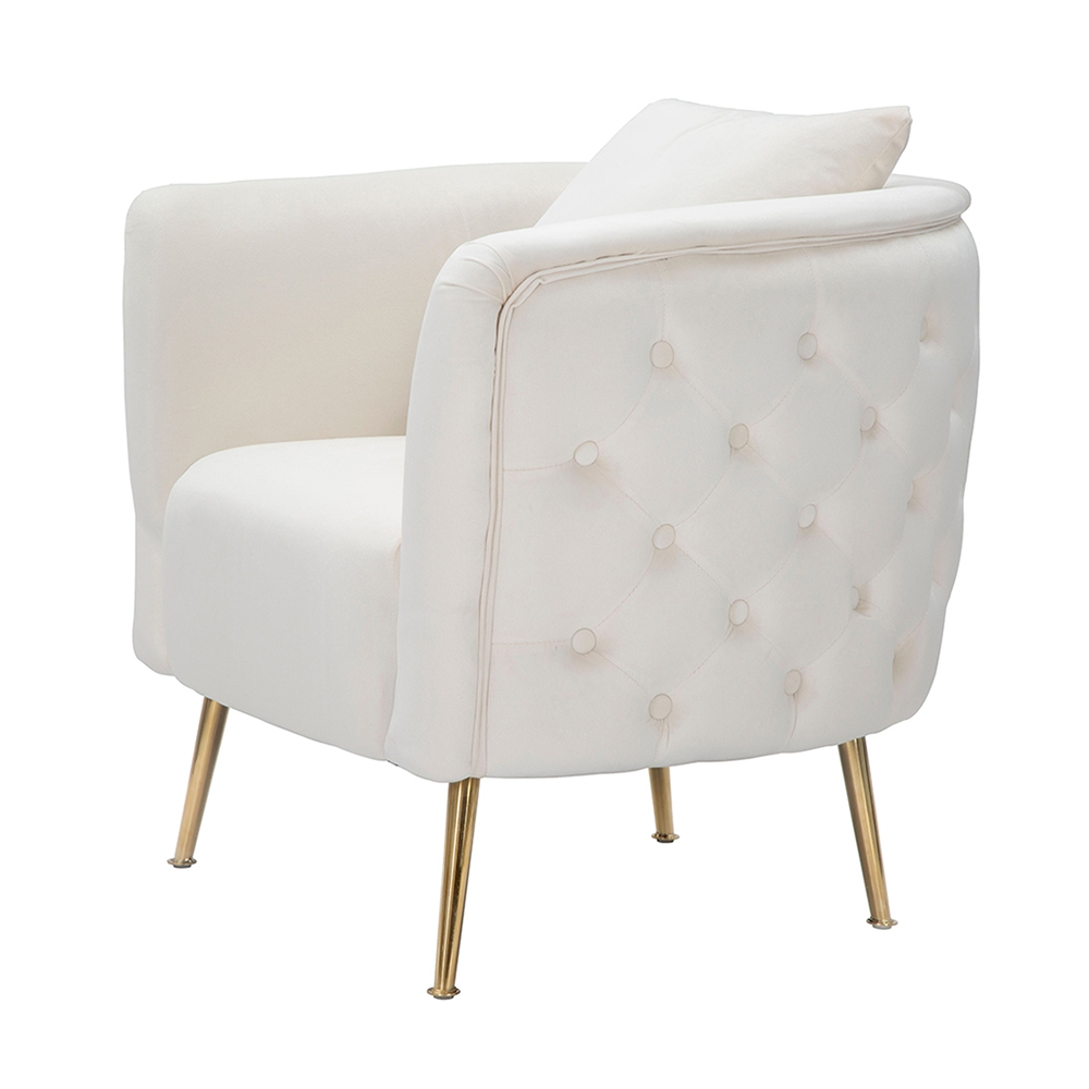 Sillón glam de terciopelo con patas doradas y cojín Bucarest-P Stock