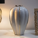 Vaso per fiori in ceramica bianco e dettagli dorati Potter Vendita