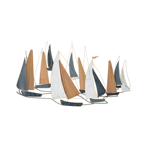 3D Wanddekoration aus Metall und Holz mit Segelbooten Regata Aktion