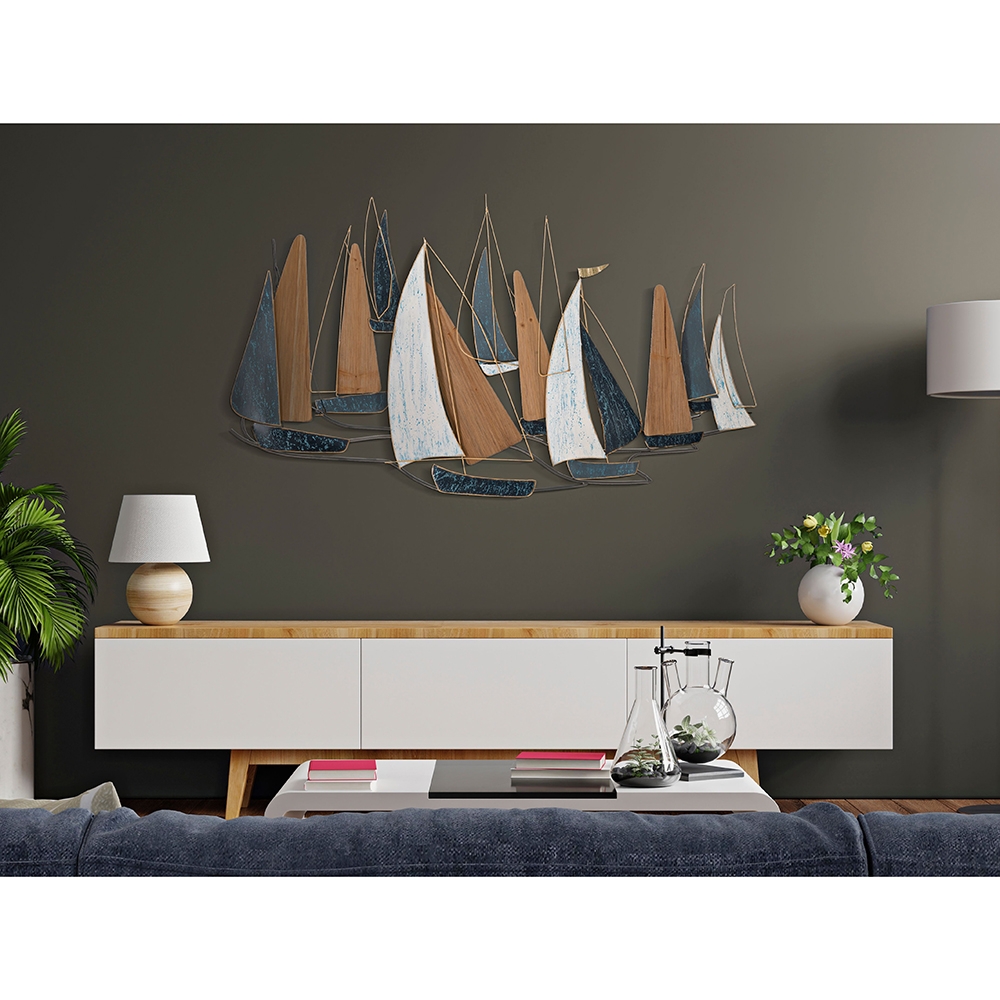 Decoración de pared 3D de metal y madera con veleros Regata Venta
