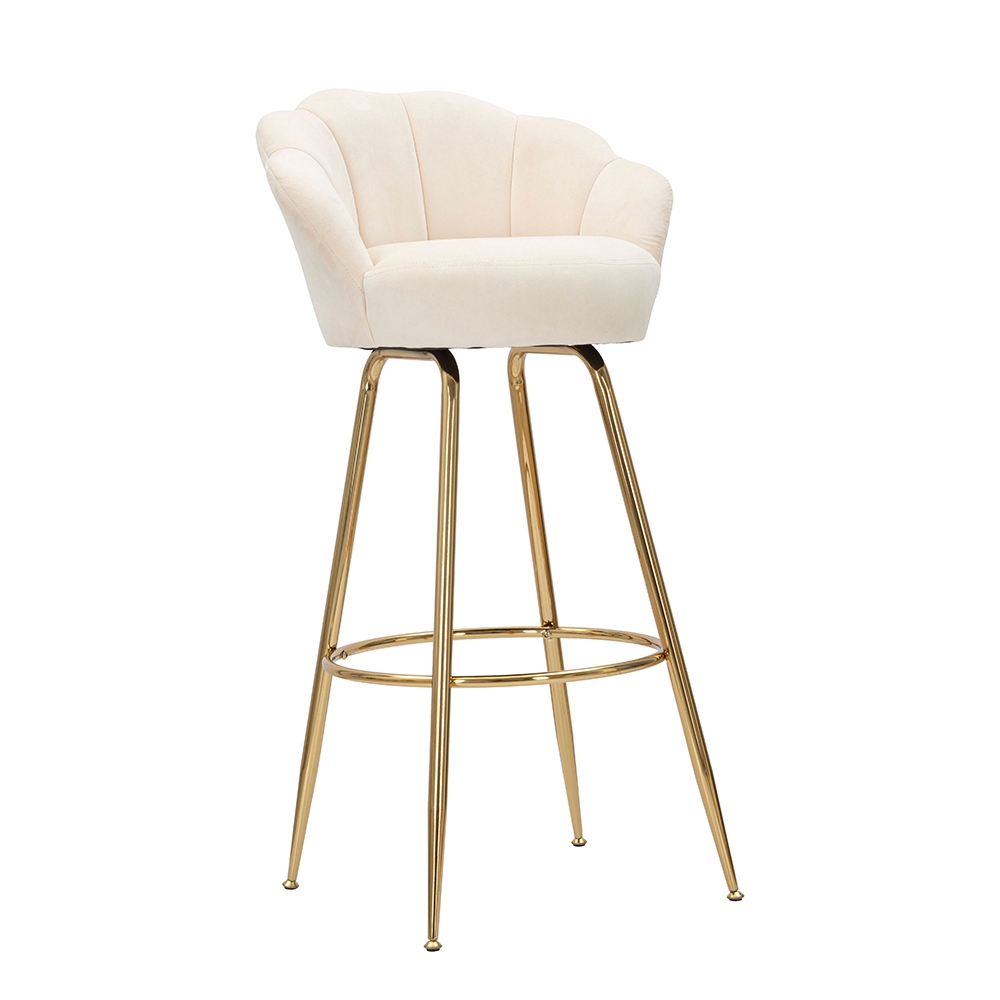 Barhocker Küche mit Blumenlehne, goldene Beine, h90cm Vienna Lagerbestand