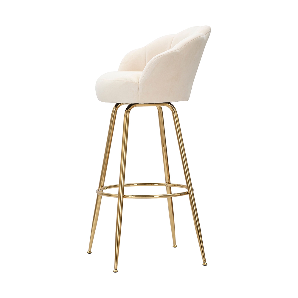 Barhocker Küche mit Blumenlehne, goldene Beine, h90cm Vienna Modell
